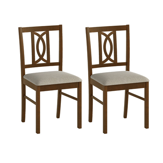 Dining Chairs Set of 2, Rubber Wood, Hollowed Backrest, Walnut Dining Chairs Walnut at Gallery Canada