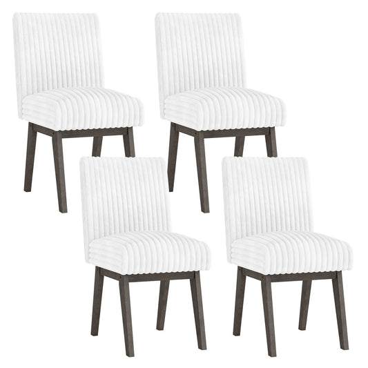 Dining Chairs Set of 2/4 Fabric Upholstered Kitchen Chairs w/ Padded Seat Rubber Wood Legs & Channel Tufted Backrest Modern Armless Side Chairs for Living Room Dining Room Restaurant, Black & Gray Dining Chairs Black & Gray at Gallery Canada