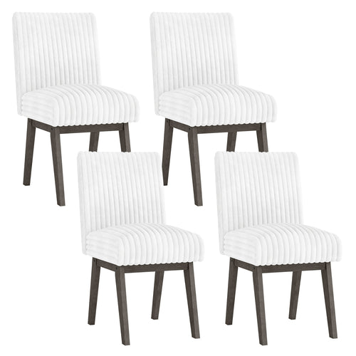 Dining Chairs Set of 2/4  Fabric Upholstered Kitchen Chairs w/ Padded Seat  Rubber Wood Legs & Channel Tufted Backrest  Modern Armless Side Chairs for Living Room Dining Room Restaurant, Black & Gray