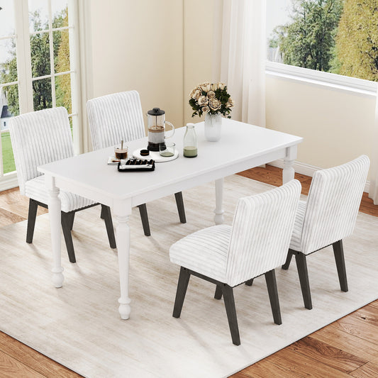 Dining Chairs Set of 2/4 Fabric Upholstered Kitchen Chairs w/ Padded Seat Rubber Wood Legs & Channel Tufted Backrest Modern Armless Side Chairs for Living Room Dining Room Restaurant, Black & Gray Dining Chairs Black & Gray at Gallery Canada