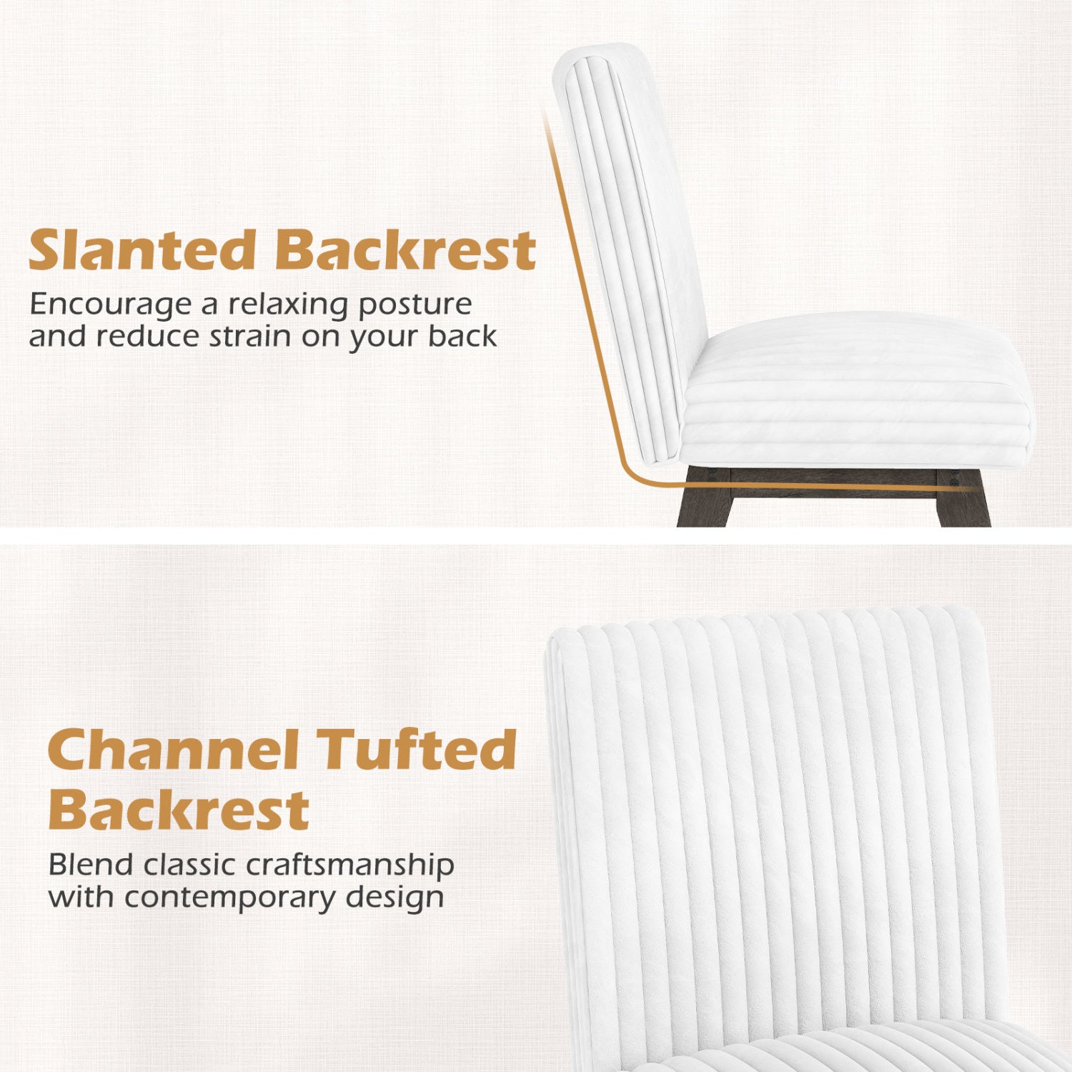Dining Chairs Set of 2/4 Fabric Upholstered Kitchen Chairs w/ Padded Seat Rubber Wood Legs & Channel Tufted Backrest Modern Armless Side Chairs for Living Room Dining Room Restaurant, Black & Gray Dining Chairs at Gallery Canada