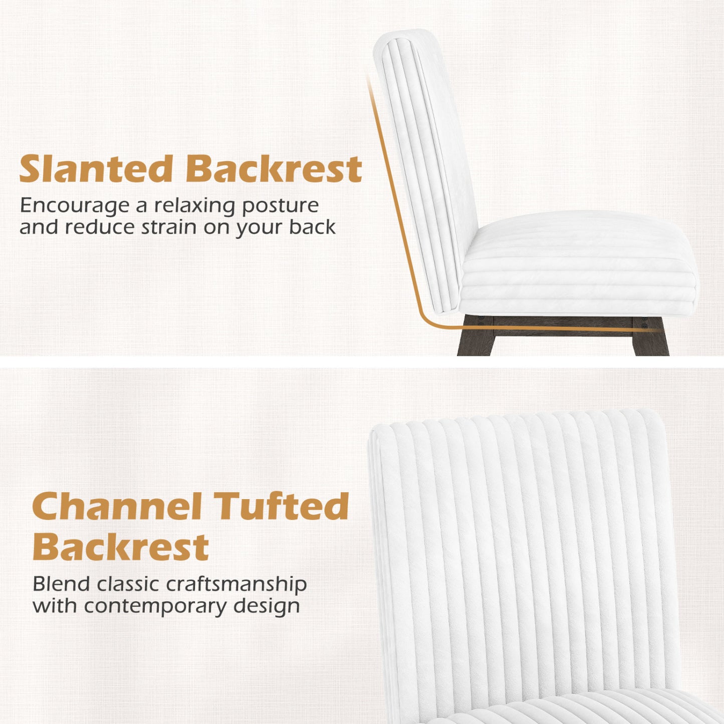 Dining Chairs Set of 2/4 Fabric Upholstered Kitchen Chairs w/ Padded Seat Rubber Wood Legs & Channel Tufted Backrest Modern Armless Side Chairs for Living Room Dining Room Restaurant, Black & Gray Dining Chairs at Gallery Canada