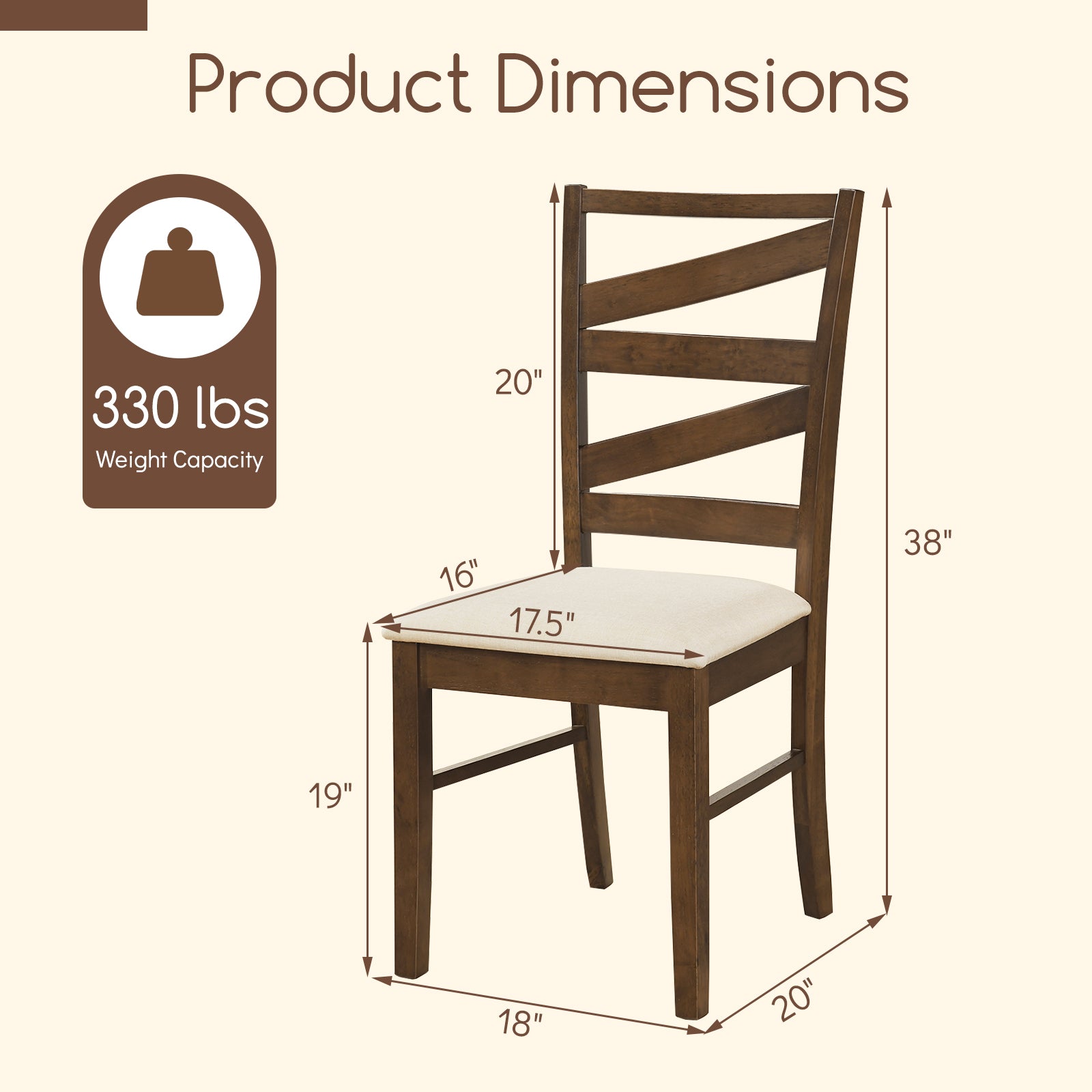 Dining Chairs Set Of 2, Rubber Wood Frames, Brown Dining Chairs at Gallery Canada