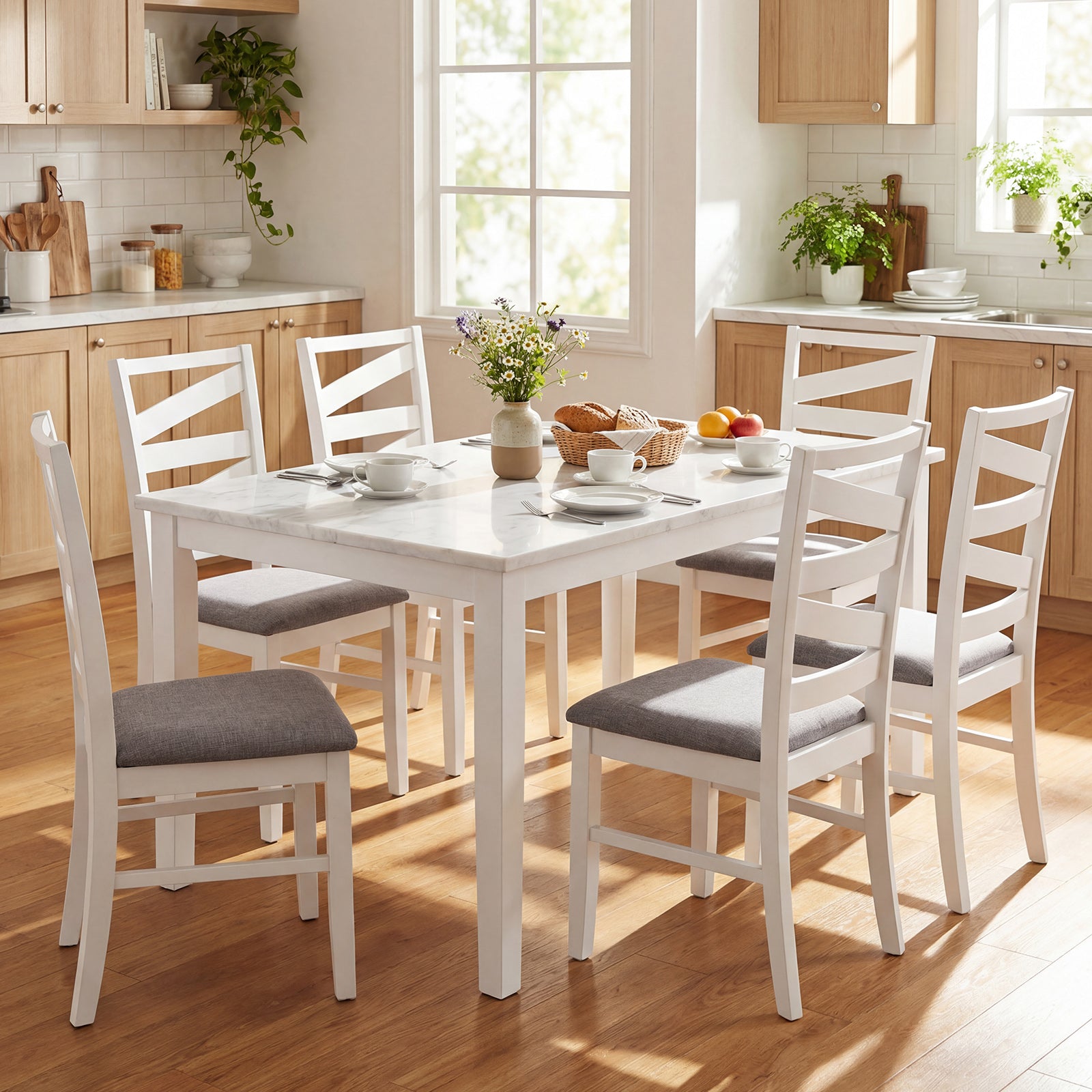 Dining Chairs Set of 2, Rubber Wood Frames, White Dining Chairs at Gallery Canada