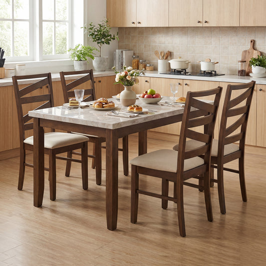 Dining Chairs, Set of 4, Rubber Wood Frames, Brown Dining Chairs Brown at Gallery Canada