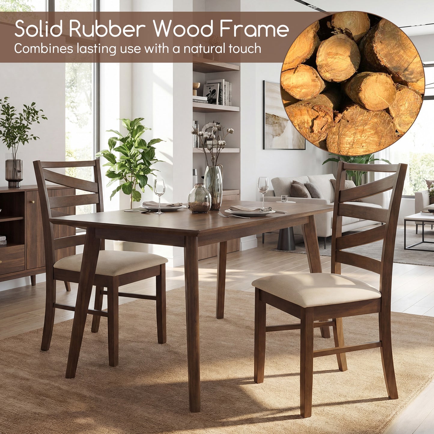 Dining Chairs, Set of 4, Rubber Wood Frames, Brown Dining Chairs at Gallery Canada