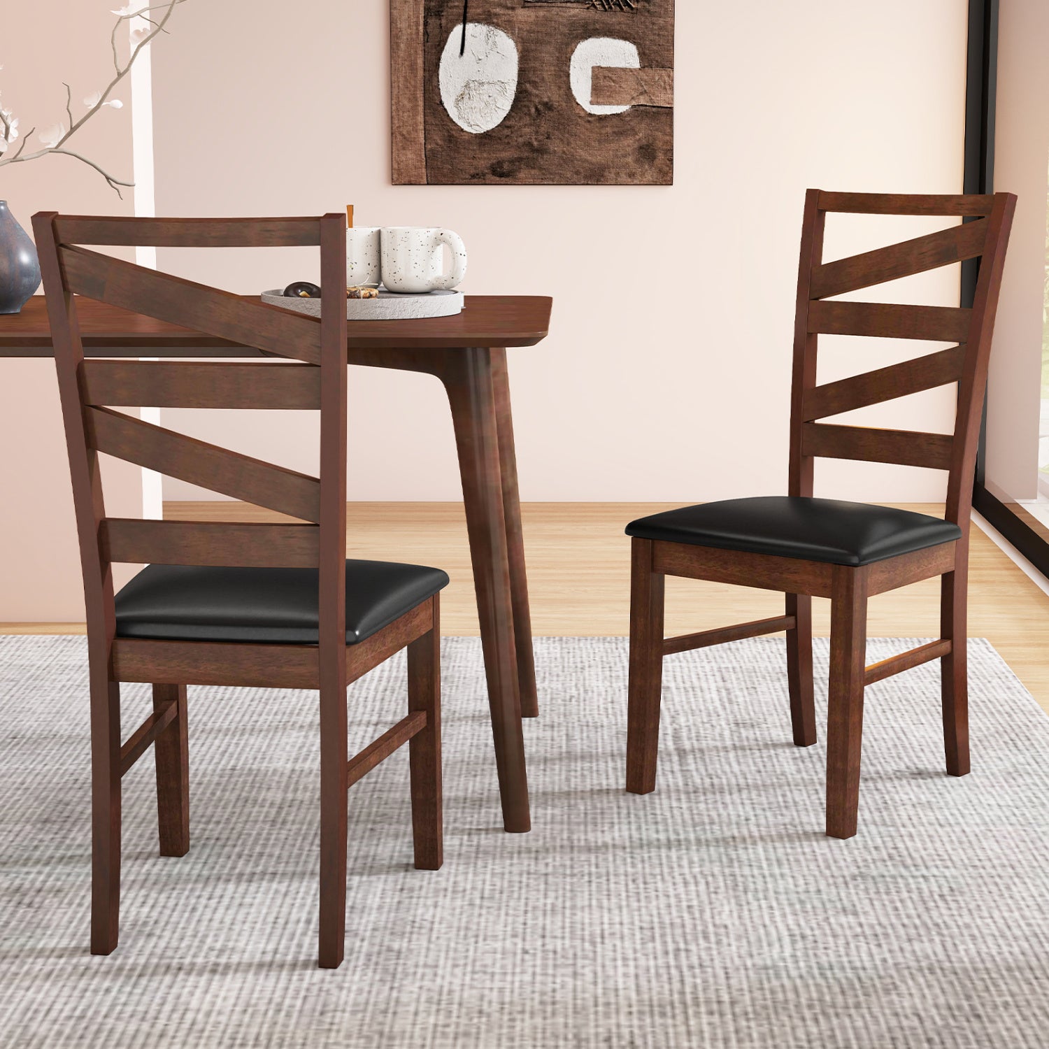 Dining Chairs Set of 2, Kitchen Side Chairs, Walnut Dining Chairs at Gallery Canada