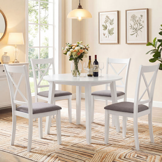 Rubber Wood Dining Chairs Set of 4, With Padded Seat, White Dining Chairs White at Gallery Canada