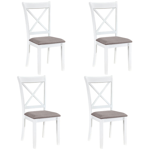 Rubber Wood Dining Chairs Set of 4, With Padded Seat, White Dining Chairs White at Gallery Canada