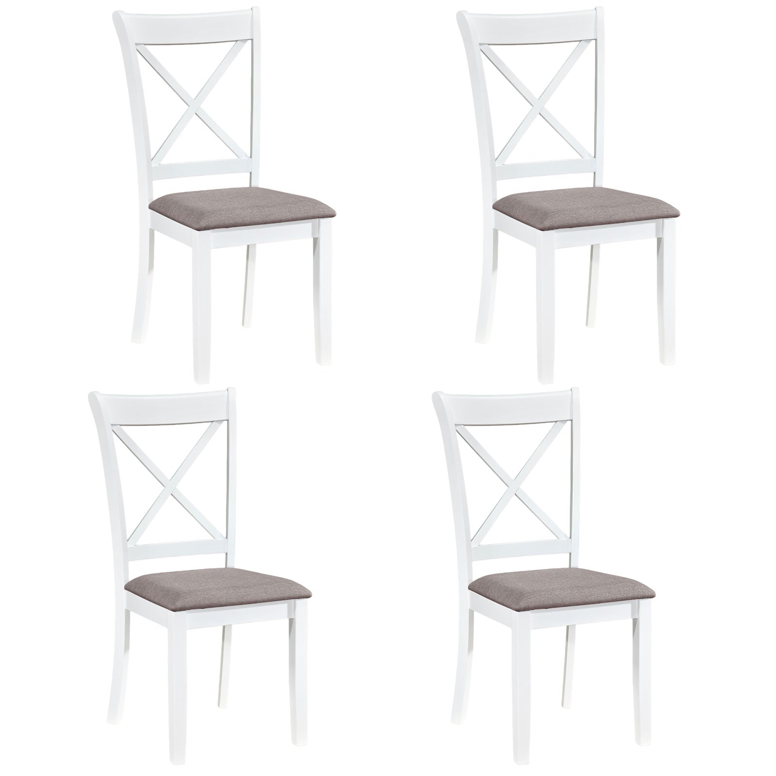 Rubber Wood Dining Chairs Set of 4, With Padded Seat, White Dining Chairs at Gallery Canada