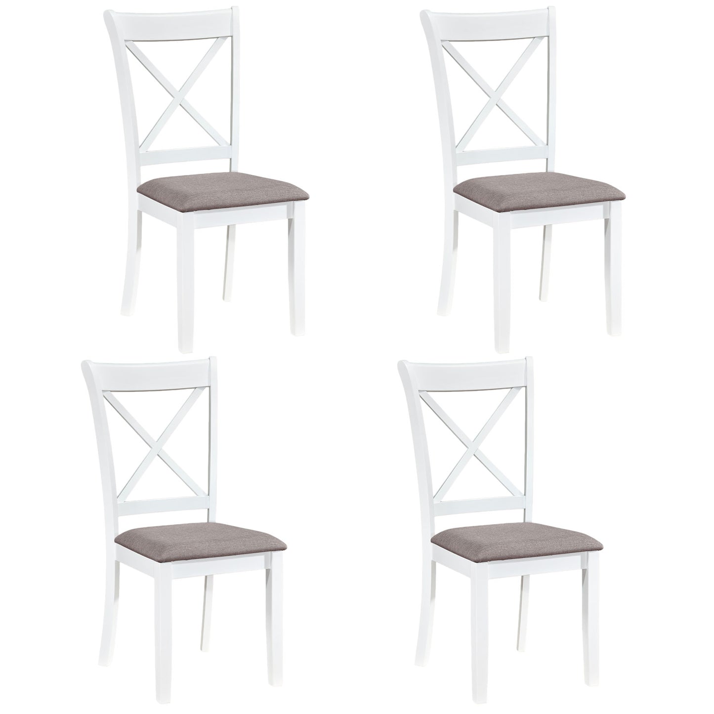 Rubber Wood Dining Chairs Set of 4, With Padded Seat, White Dining Chairs at Gallery Canada