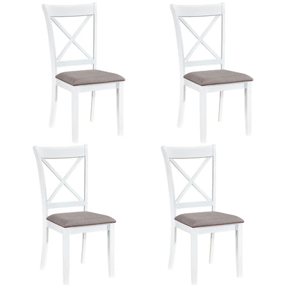 Rubber Wood Dining Chairs Set of 4, With Padded Seat, White Dining Chairs at Gallery Canada