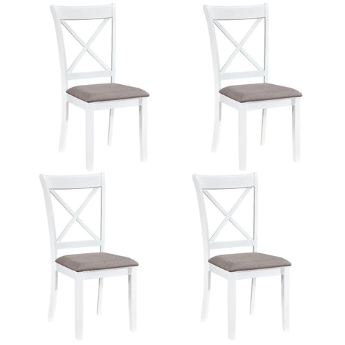 Rubber Wood Dining Chairs Set of 4, With Padded Seat, White