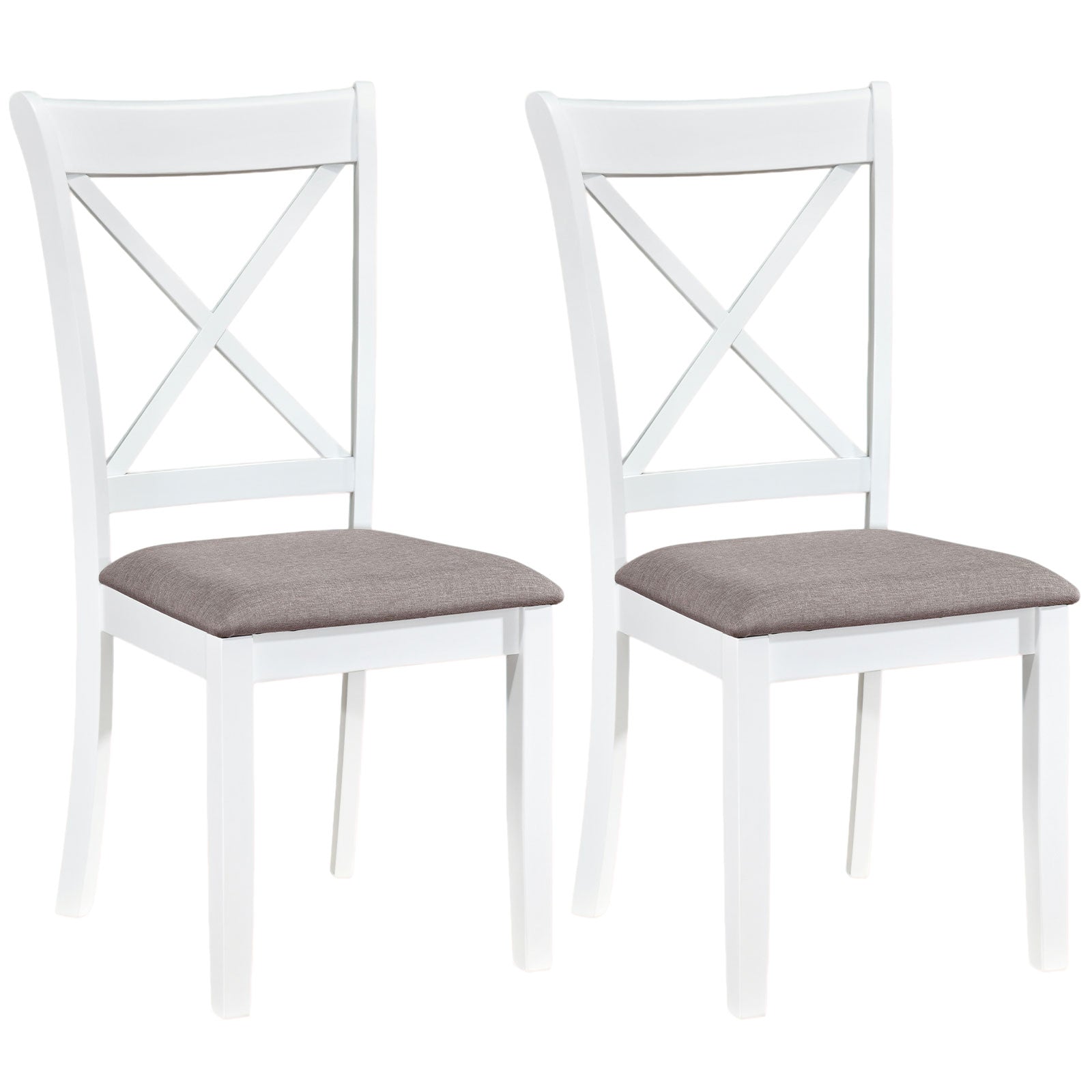 Rubber Wood Dining Chairs Set of 2, Comfortable Backrest and Padded Seat, White Dining Chairs White at Gallery Canada