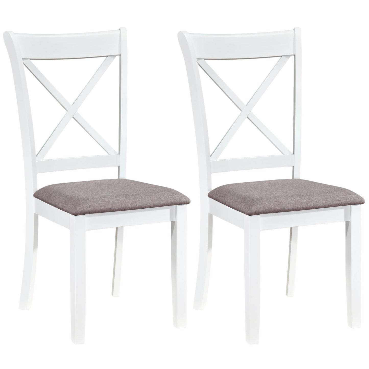 Rubber Wood Dining Chairs Set of 2, Comfortable Backrest and Padded Seat, White Dining Chairs White at Gallery Canada