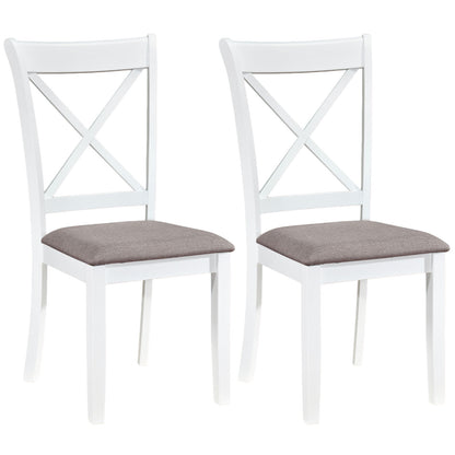 Rubber Wood Dining Chairs Set of 2, Comfortable Backrest and Padded Seat, White Dining Chairs White at Gallery Canada