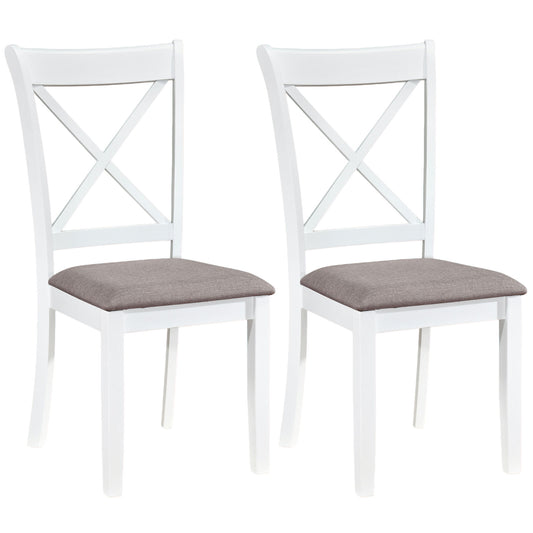 Rubber Wood Dining Chairs Set of 2, Comfortable Backrest and Padded Seat, White Dining Chairs White at Gallery Canada