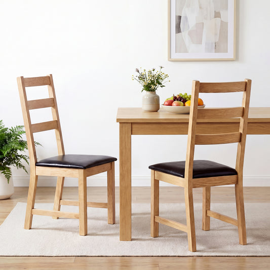 Farmhouse Dining Chairs Set Of 2, Hollowed Backrest, Natural Dining Chairs Natural at Gallery Canada