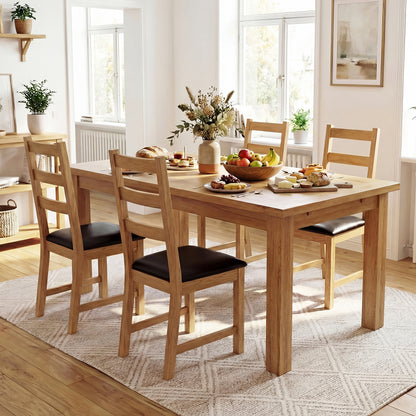 Farmhouse Dining Chairs Set Of 2, Hollowed Backrest, Natural Dining Chairs at Gallery Canada