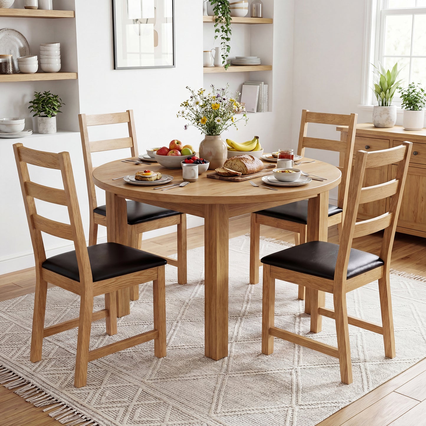 Farmhouse Dining Chairs Set Of 2, Hollowed Backrest, Natural Dining Chairs at Gallery Canada