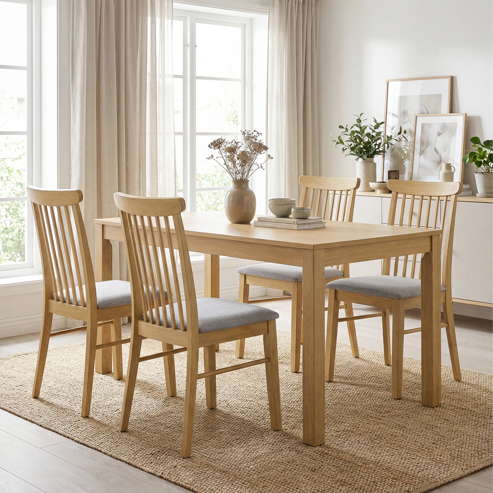 Fabric Upholstered Dining Chairs, Set of 2, Rubber Wood Frame, Natural Dining Chairs at Gallery Canada