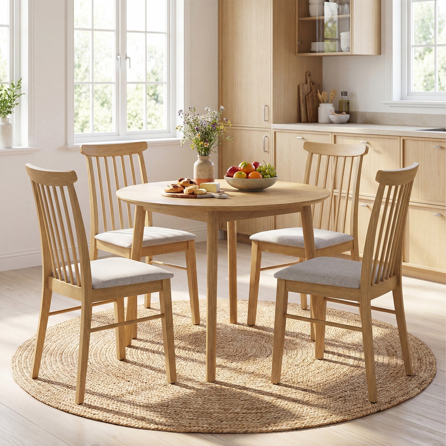 Fabric Upholstered Dining Chairs, Set of 2, Rubber Wood Frame, Natural Dining Chairs at Gallery Canada