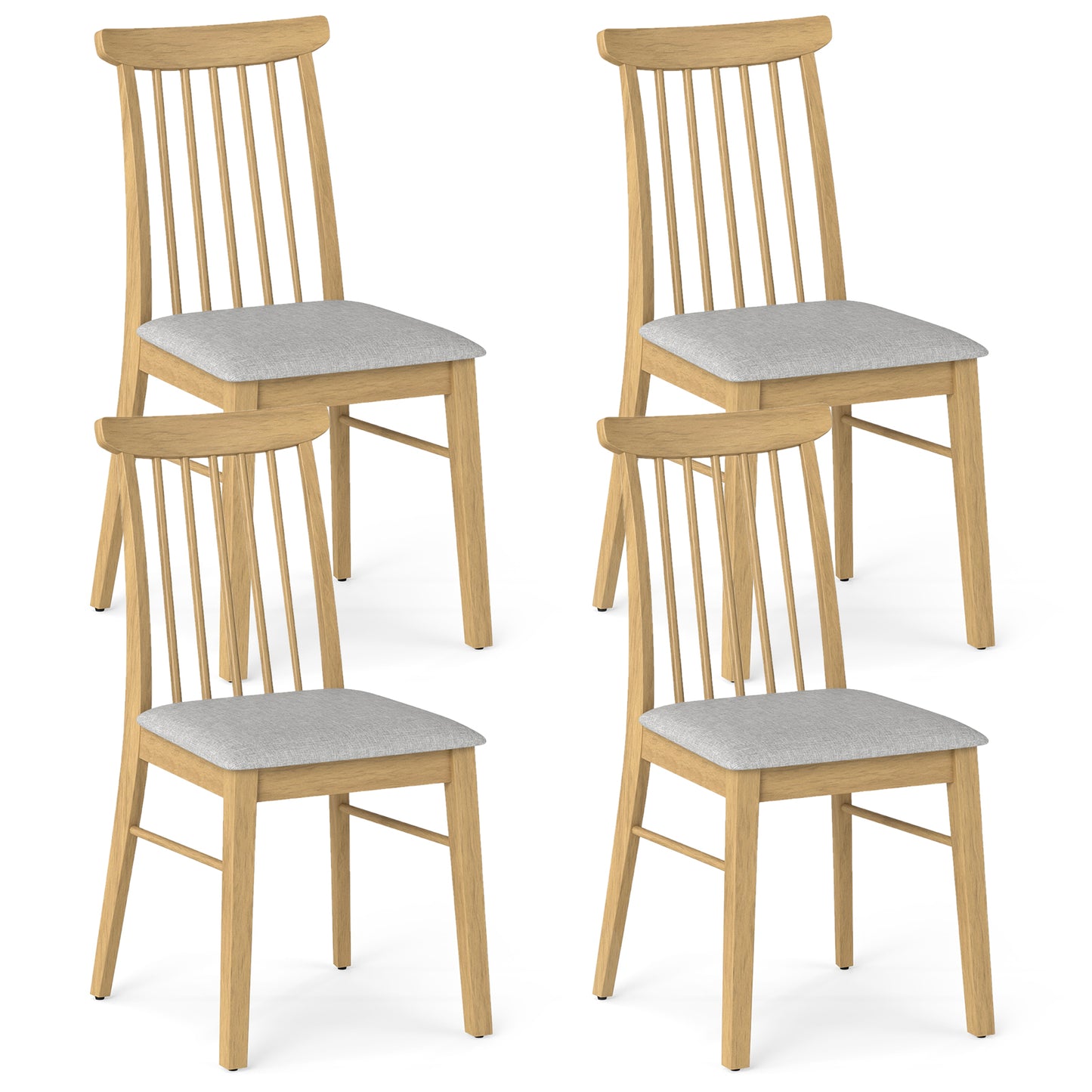 Fabric Upholstered Dining Chairs, Set of 4, Rubber Wood Frame, Natural Dining Chairs Natural at Gallery Canada