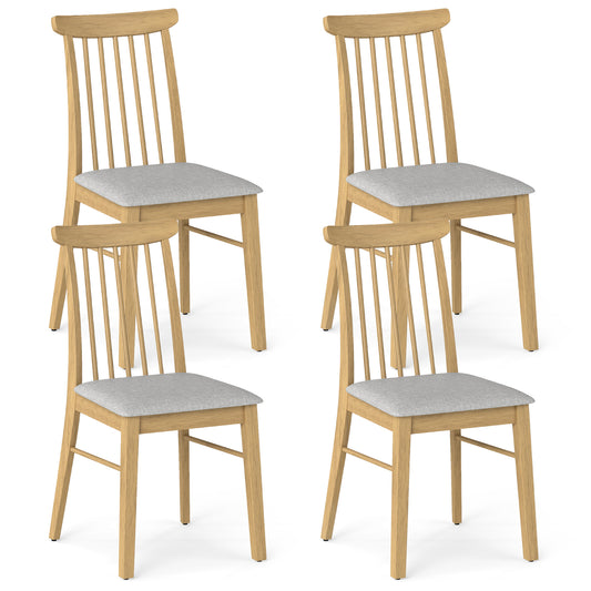 Fabric Upholstered Dining Chairs, Set of 4, Rubber Wood Frame, Natural Dining Chairs Natural at Gallery Canada