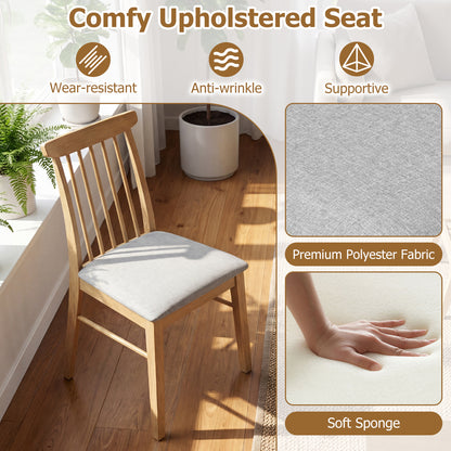Fabric Upholstered Dining Chairs, Set of 4, Rubber Wood Frame, Natural Dining Chairs at Gallery Canada