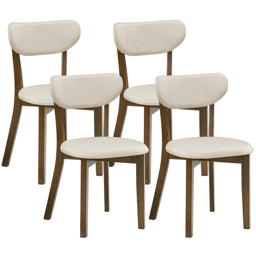 Dining Chairs Set of 4, Solid Rubber Wood Frame, White