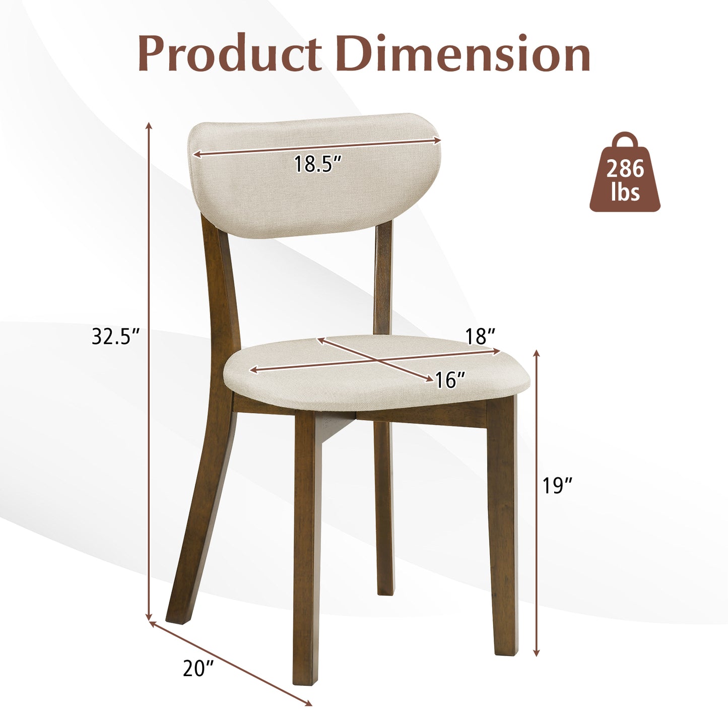 Dining Chairs Set of 4, Solid Rubber Wood Frame, White Dining Chairs at Gallery Canada