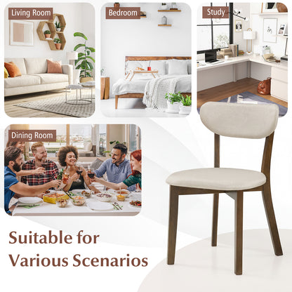 Upholstered Mid-Back Dining Chairs, Set of 2, Solid Rubber Wood Frame, White Dining Chairs at Gallery Canada