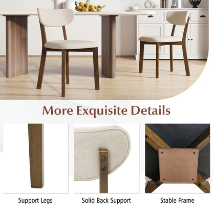 Upholstered Mid-Back Dining Chairs, Set of 2, Solid Rubber Wood Frame, White Dining Chairs at Gallery Canada