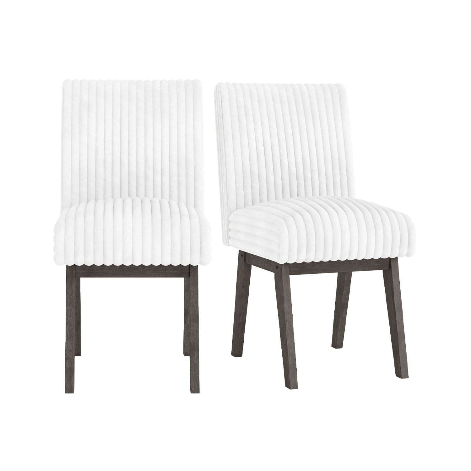 Dining Chairs Set of 2 Fabric Upholstered Kitchen Chairs with Padded Seatand Rubber Wood Legs-Grey, Black & Gray Dining Chairs at Gallery Canada
