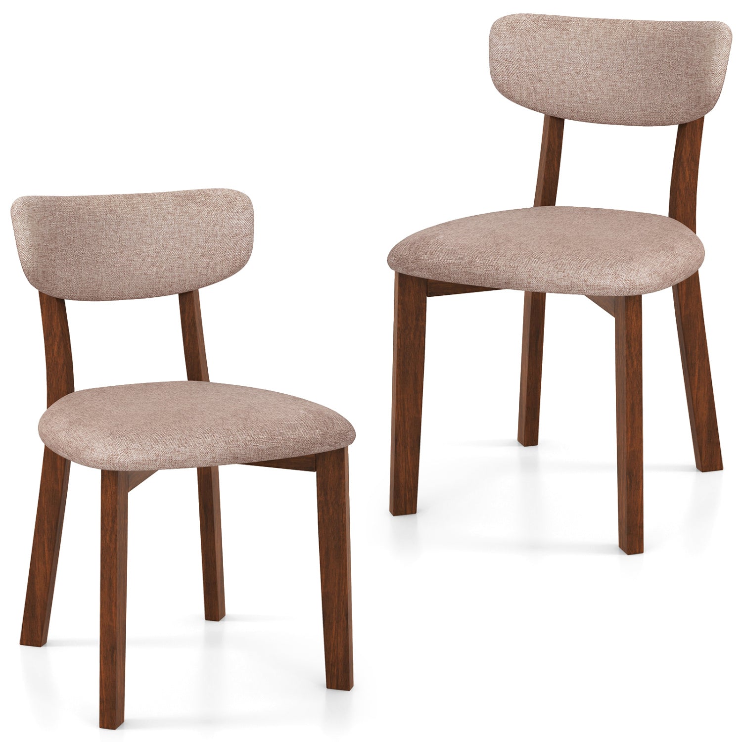 Upholstered Dining Chairs, Set of 2, Mid-Back, Solid Rubber Wood Frame, Beige Dining Chairs Beige at Gallery Canada