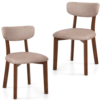 Upholstered Dining Chairs, Set of 2, Mid-Back, Solid Rubber Wood Frame, Beige Dining Chairs Beige at Gallery Canada