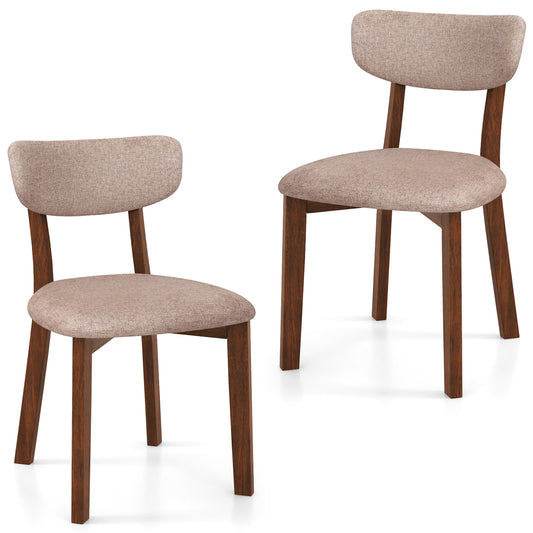 Upholstered Dining Chairs, Set of 2, Mid-Back, Solid Rubber Wood Frame, Beige Dining Chairs Beige at Gallery Canada