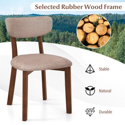 Upholstered Dining Chairs, Set of 2, Mid-Back, Solid Rubber Wood Frame, Beige Dining Chairs at Gallery Canada