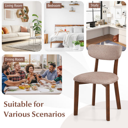 Upholstered Dining Chairs, Set of 2, Mid-Back, Solid Rubber Wood Frame, Beige Dining Chairs at Gallery Canada