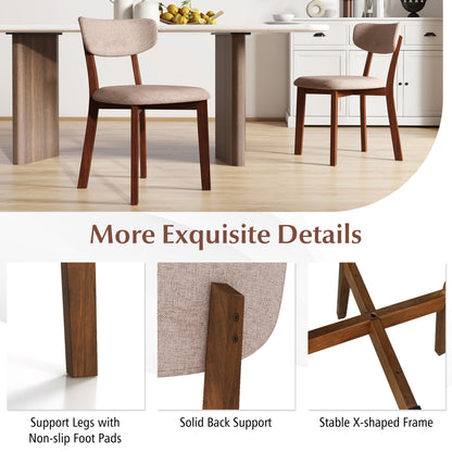 Upholstered Dining Chairs, Set of 2, Mid-Back, Solid Rubber Wood Frame, Beige Dining Chairs at Gallery Canada
