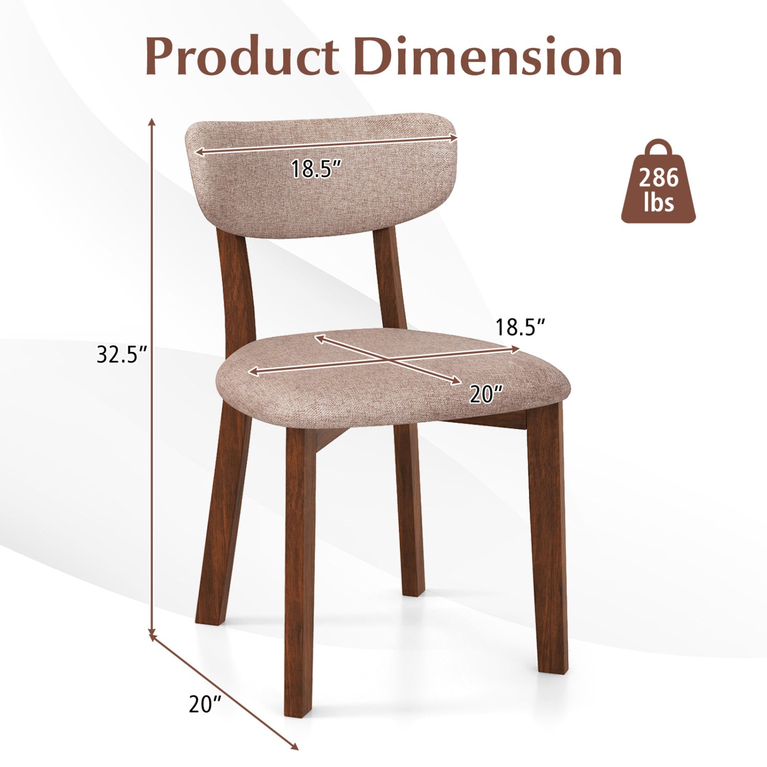 Upholstered Dining Chairs, Set of 2, Mid-Back, Solid Rubber Wood Frame, Beige Dining Chairs at Gallery Canada