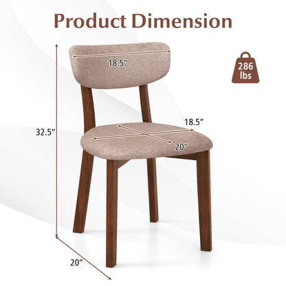 Upholstered Dining Chairs, Set of 2, Mid-Back, Solid Rubber Wood Frame, Beige Dining Chairs at Gallery Canada