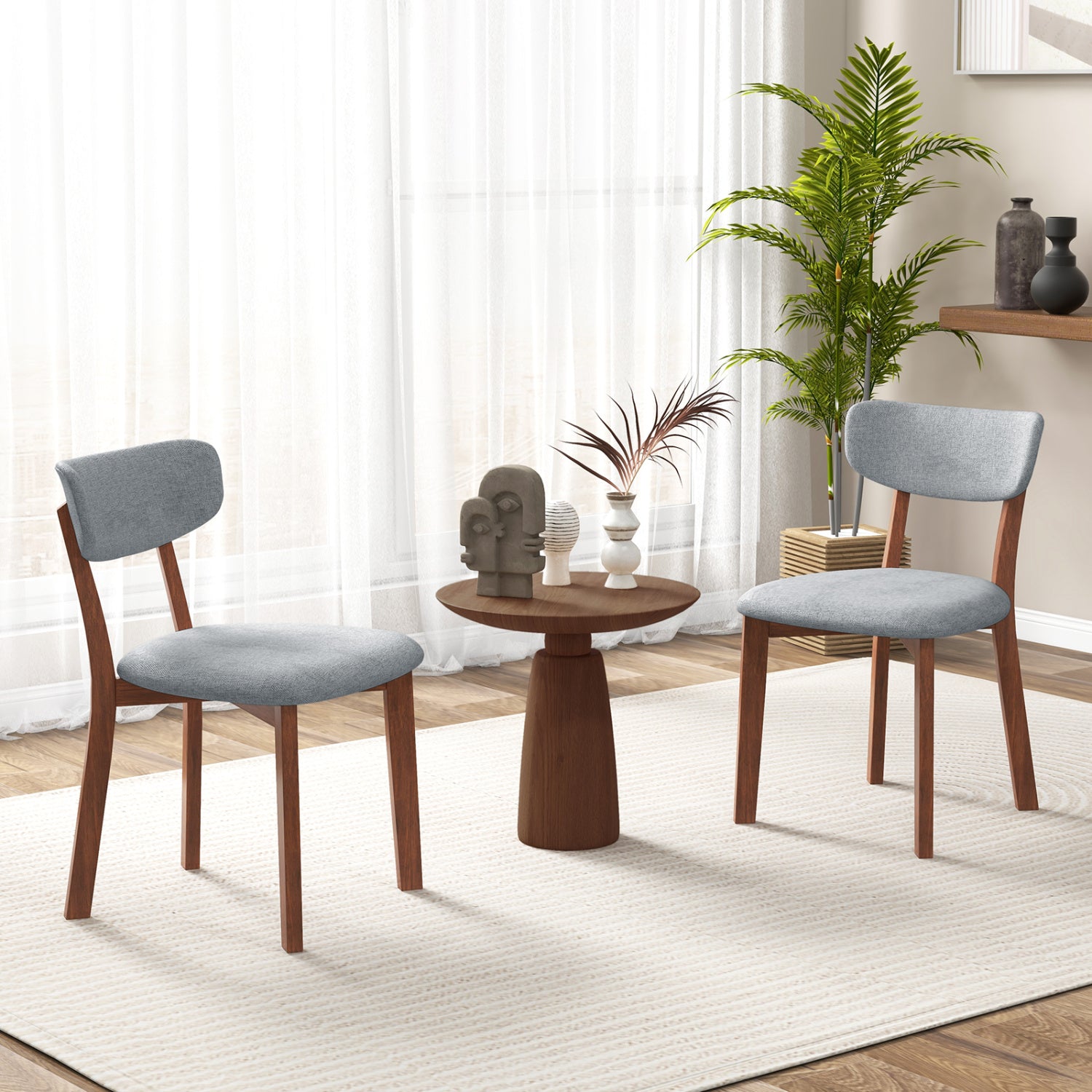 Upholstered Dining Chairs Set Of 2, Solid Rubber Wood Frame, Gray Dining Chairs at Gallery Canada