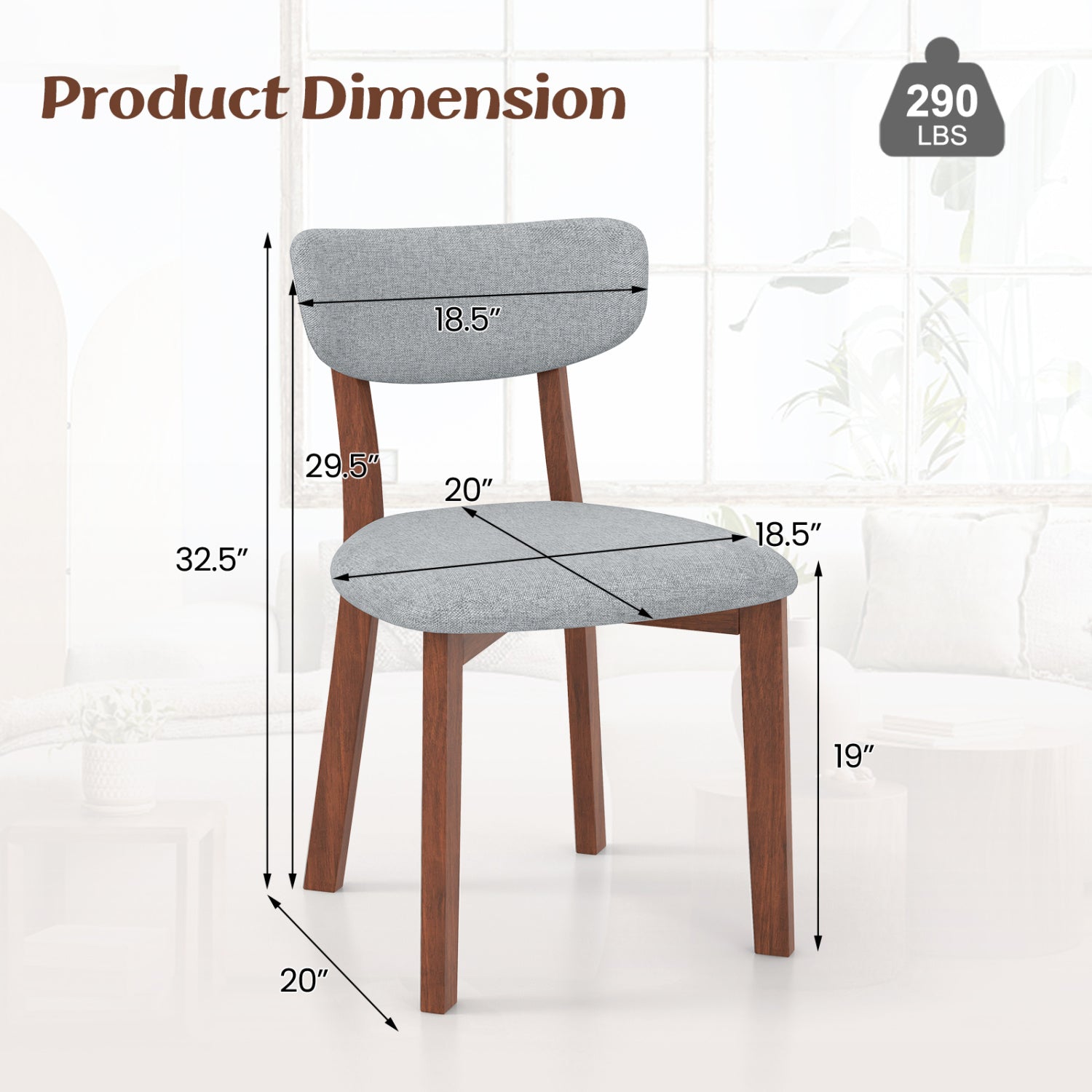 Upholstered Dining Chairs Set Of 2, Solid Rubber Wood Frame, Gray Dining Chairs at Gallery Canada
