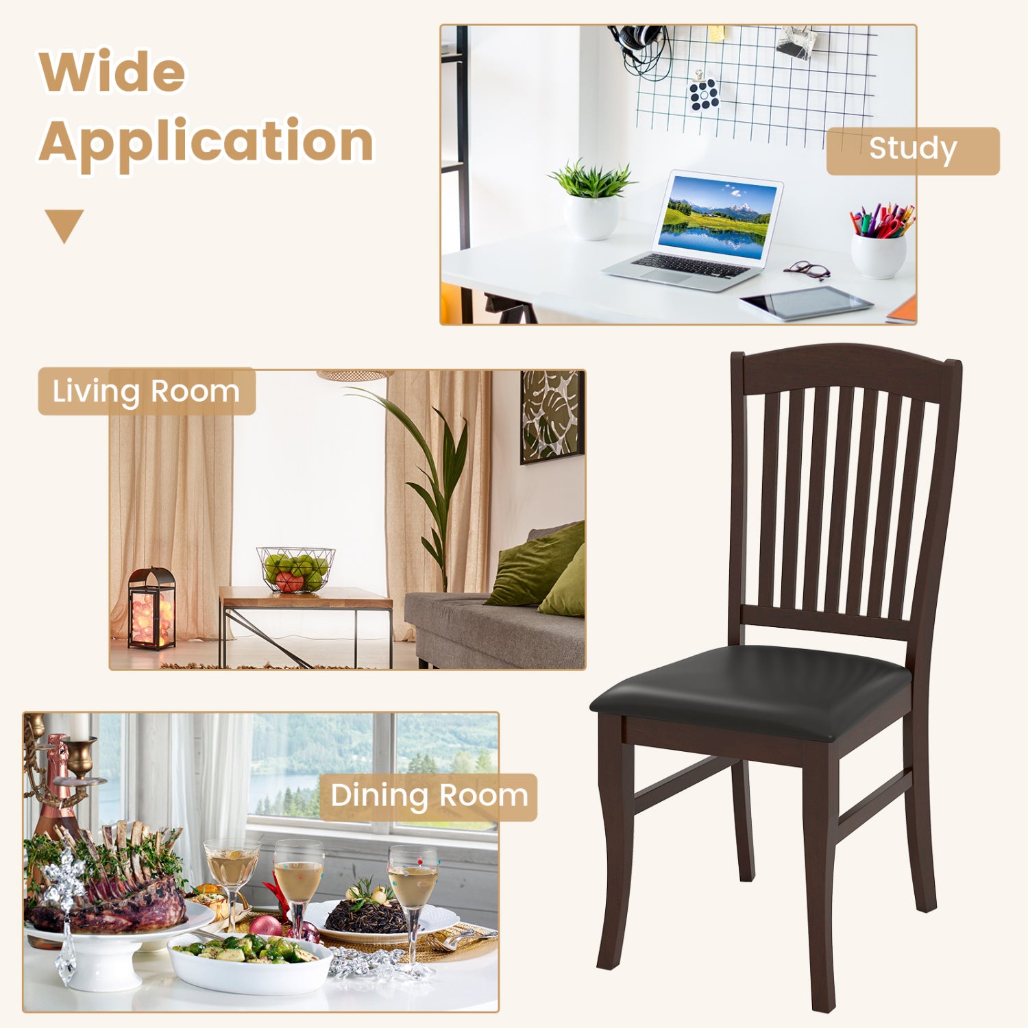 Dining Chairs Set Of 2, Kitchen Side Chairs, Mid-Century Armless Dining Chairs at Gallery Canada
