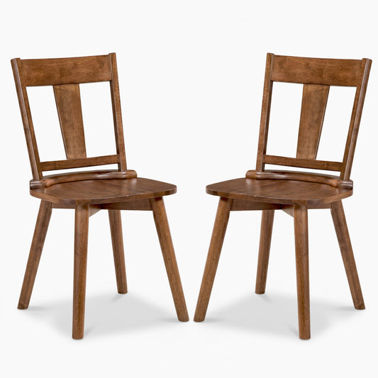 Dining Chairs Set of 2, Solid Wood Backrest, Walnut Dining Chairs Walnut at Gallery Canada