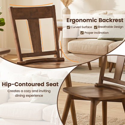 Dining Chairs Set of 2, Solid Wood Backrest, Walnut