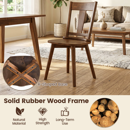 Dining Chairs Set of 2, Solid Wood Backrest, Walnut