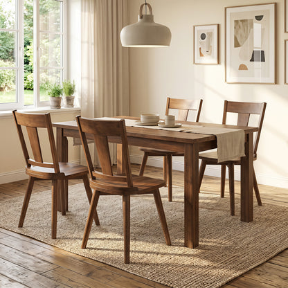 Dining Chairs Set of 4, Solid Wood Backrest, Walnut