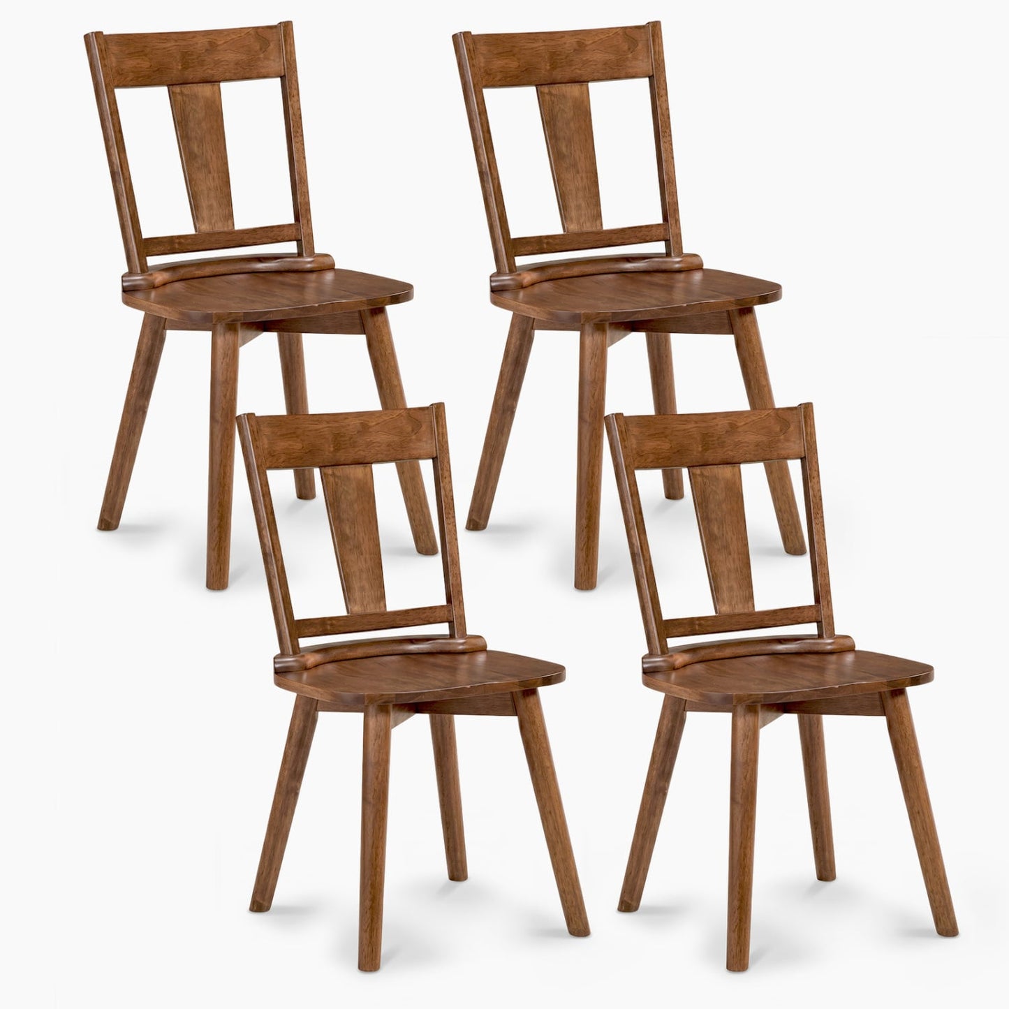 Dining Chairs Set of 4, Solid Wood Backrest, Walnut